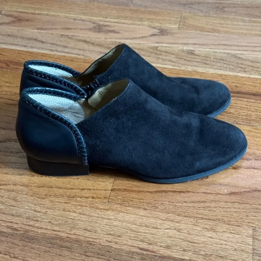 Jack Rogers Sadie Black Leather Suede Ankle Boots Size 10